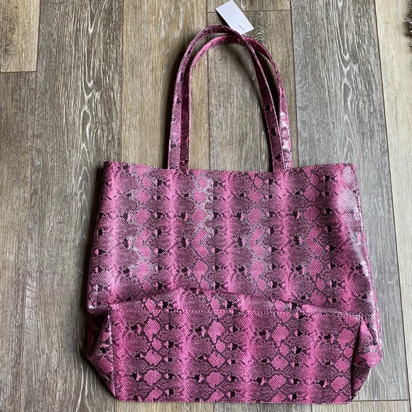 Pink snakeskin print tote - Picture 1 of 2